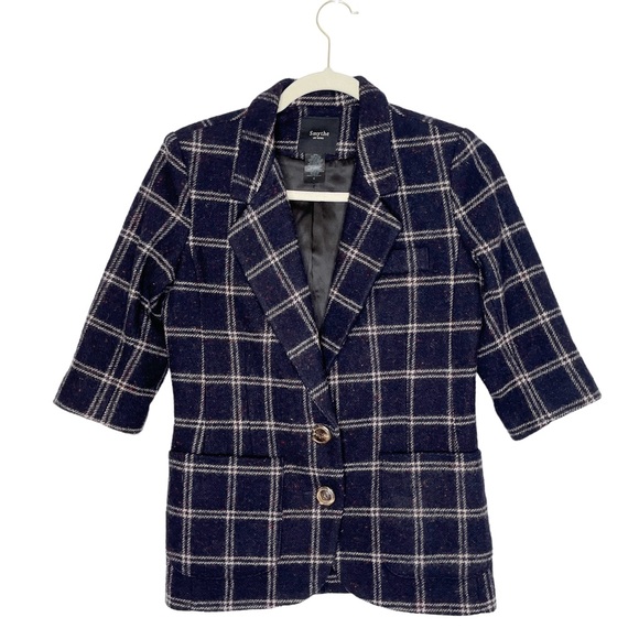Smythe Jackets & Blazers - Smythe Wool Plaid Blazer 3/4 Length Sleeve Size 4